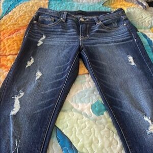 Blue Skinny Distressed Jeans with Stretch